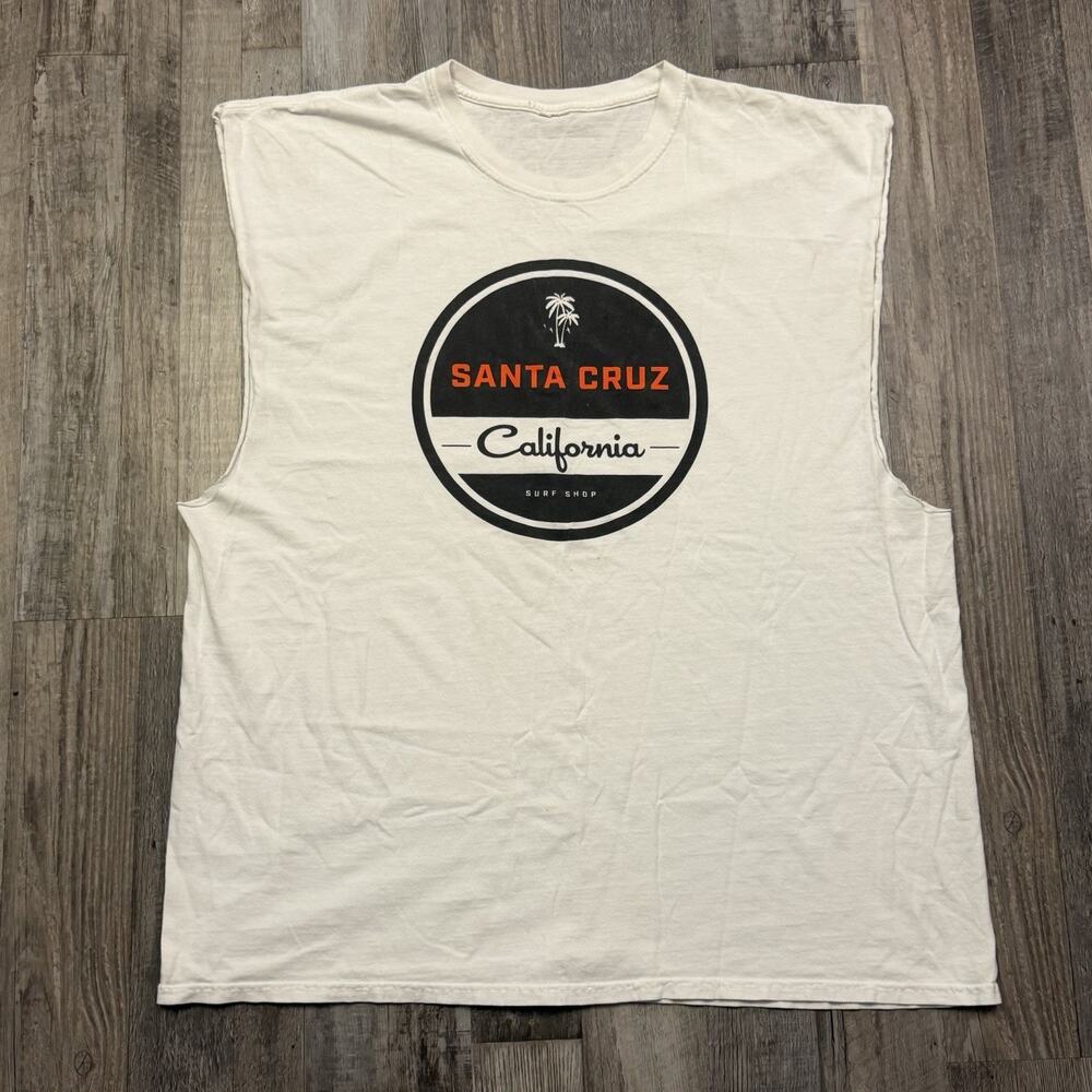Santa Cruz Vtg 90’s Skateboard Sleeveless T-Shirt Mens (Size 2XL) White Pullover